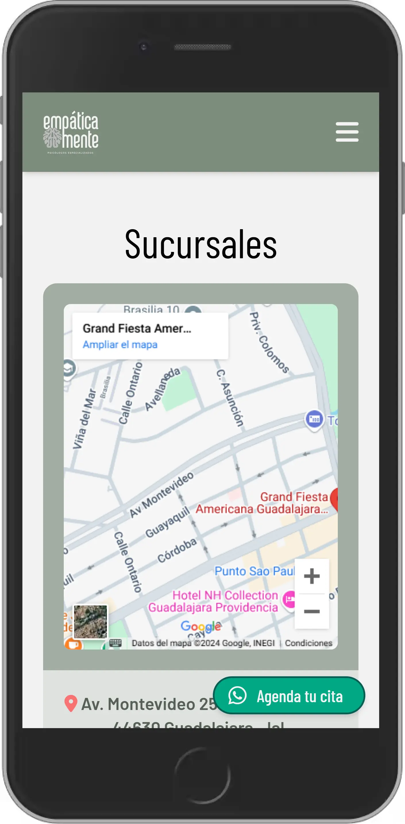 website contact map mobile